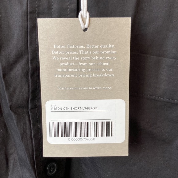NWT Everlane Way Short Button Down Shirt in Black (Size Small) - Picture 3 of 6